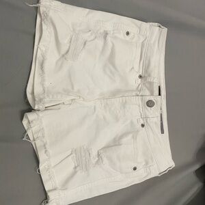 White Distressed Denim Shorts